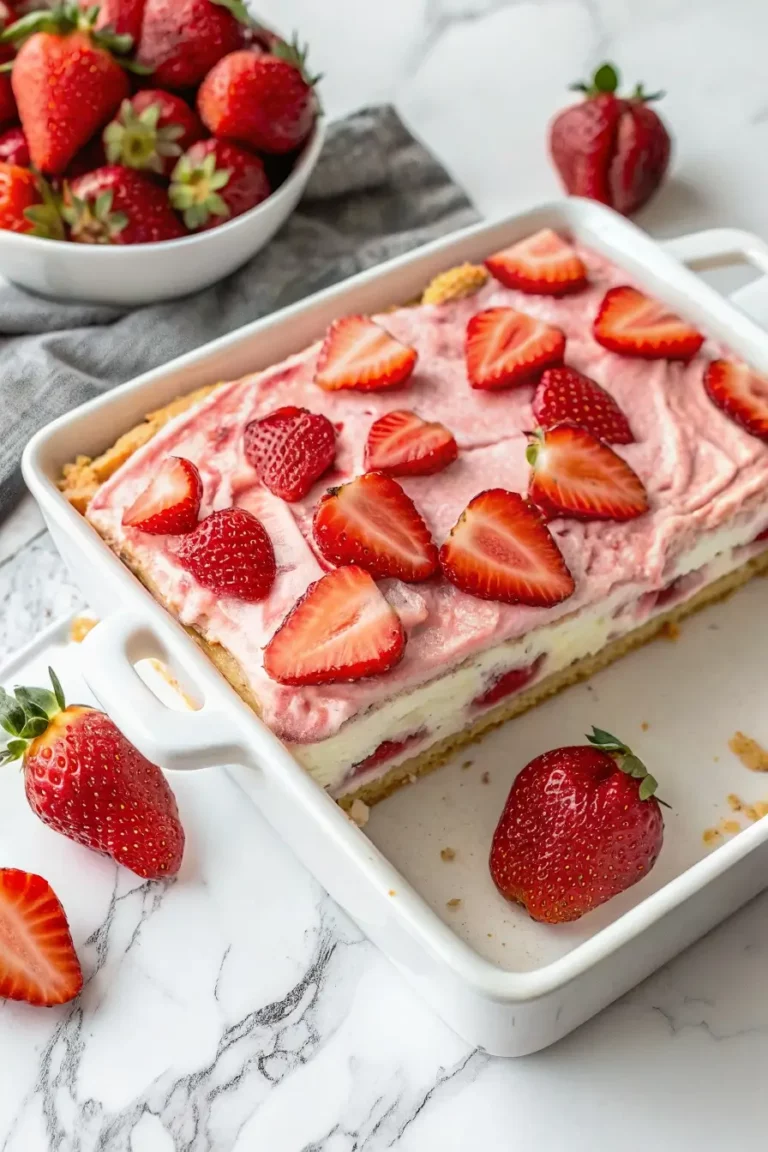 STRAWBERRY CREAM CHEESE ICEBOX CAKE