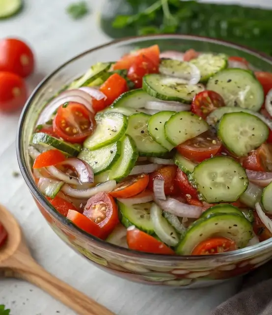 MARINATED CUCUMBERS, ONIONS, AND TOMATOES