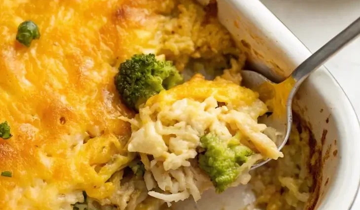 Broccoli, Rice, Chicken, and Cheese Casserole