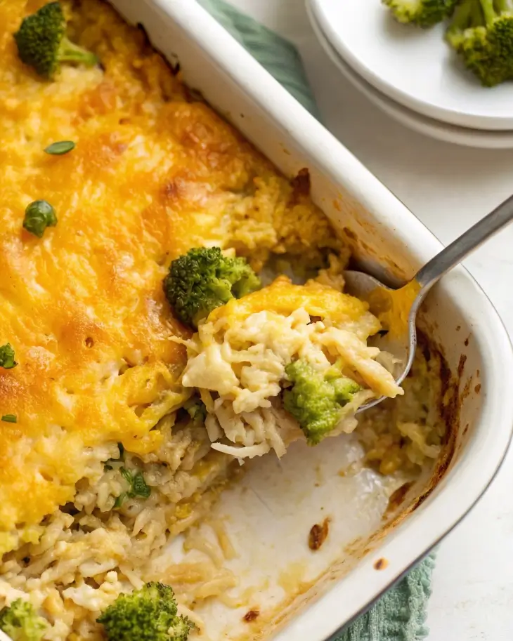 Broccoli, Rice, Chicken, and Cheese Casserole