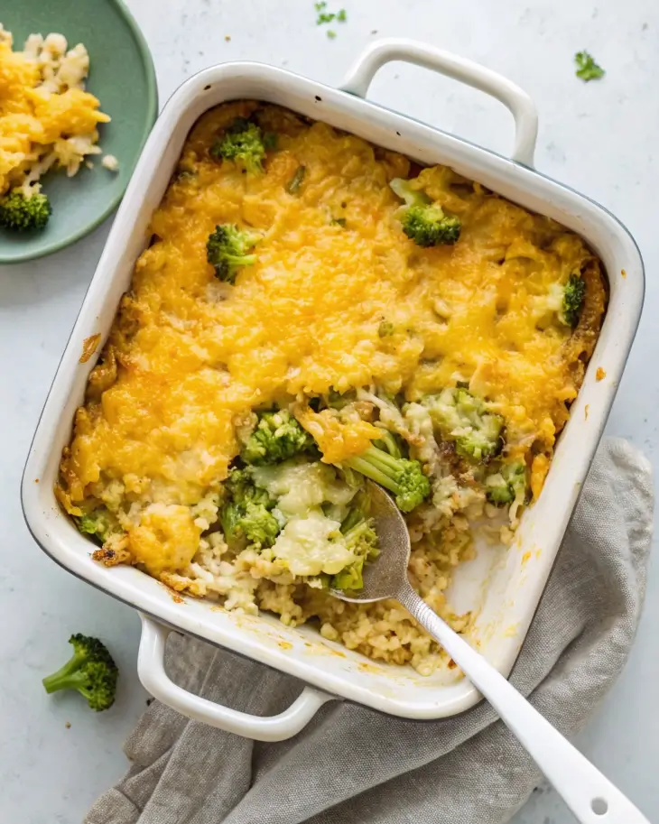 Broccoli, Rice, Chicken, and Cheese Casserole