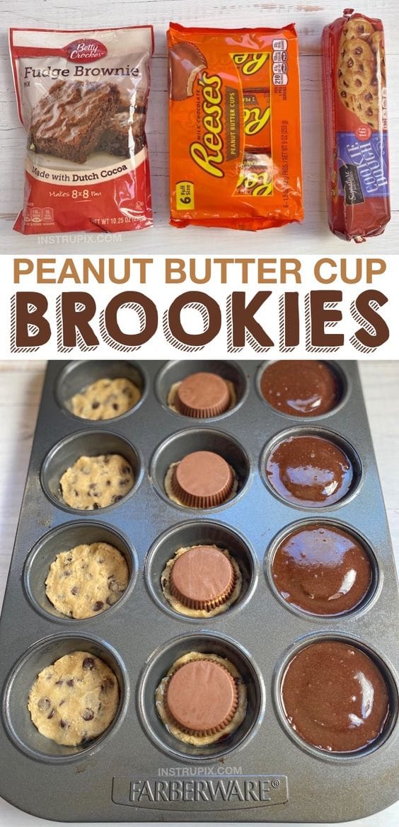 Peanut Butter Stuffed Brookies