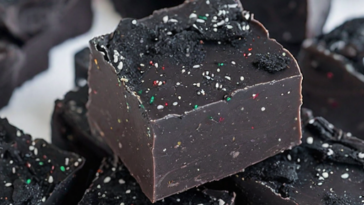 Christmas Coal Candy, Black Fudge Recipe, Festive Treats, how to make christmas coal candy