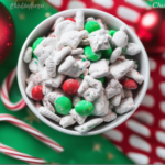 Christmas Puppy Chow, Holiday Snack Recipe, M&Ms, christmas puppy chow with m&ms, how to make christmas puppy chow