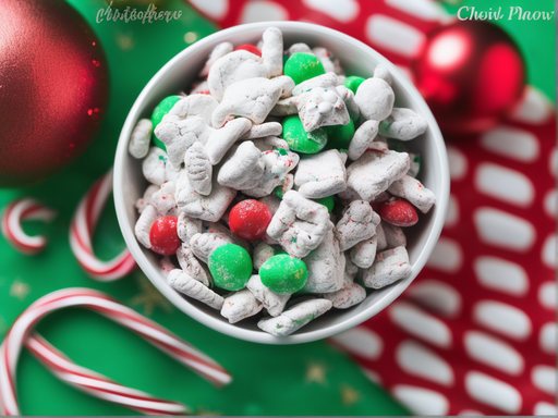 Christmas Puppy Chow, Holiday Snack Recipe, M&Ms, christmas puppy chow with m&ms, how to make christmas puppy chow