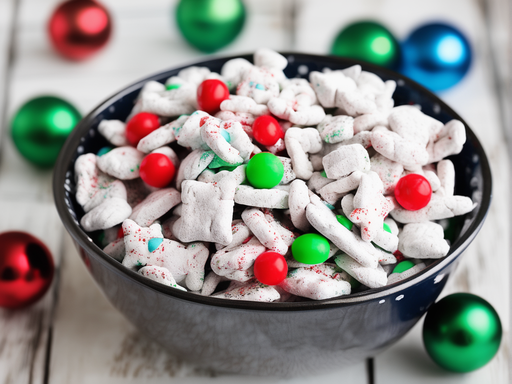 Christmas Puppy Chow, Holiday Snack Recipe, M&Ms