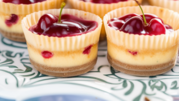 Mini Cherry Cheesecakes, Dessert Recipe, Cheesecake Bites, recipe for mini cherry cheesecakes, Cherry Cheesecake