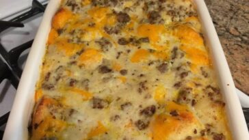 Biscuits and Gravy Breakfast Casserole