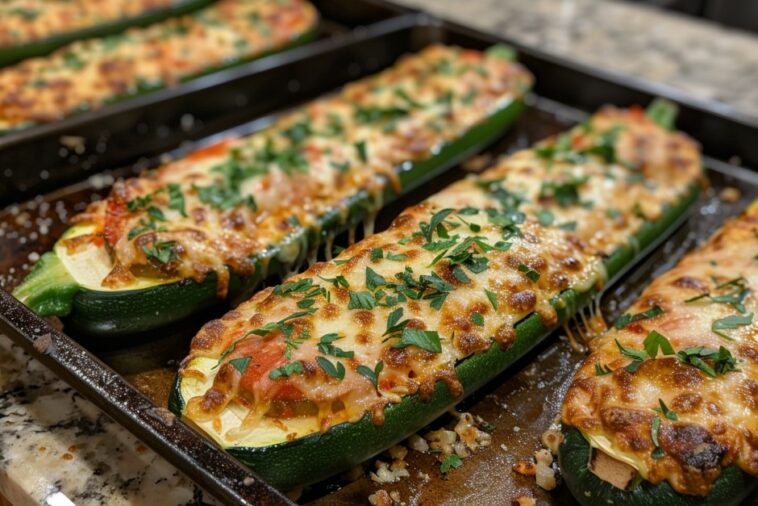 Pizza Stuffed Zucchini Boats