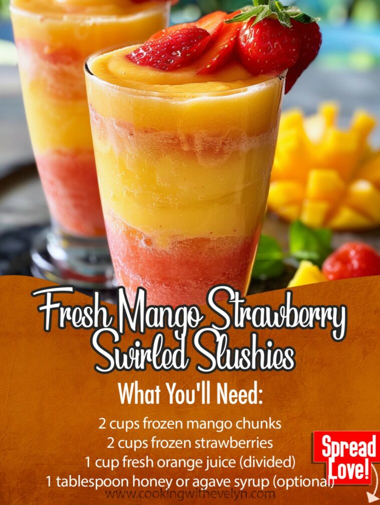 Fresh Mango Strawberry Swirled Slushies