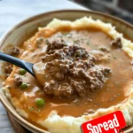 Ground Beef and Gravy Over Mashed Potatoes