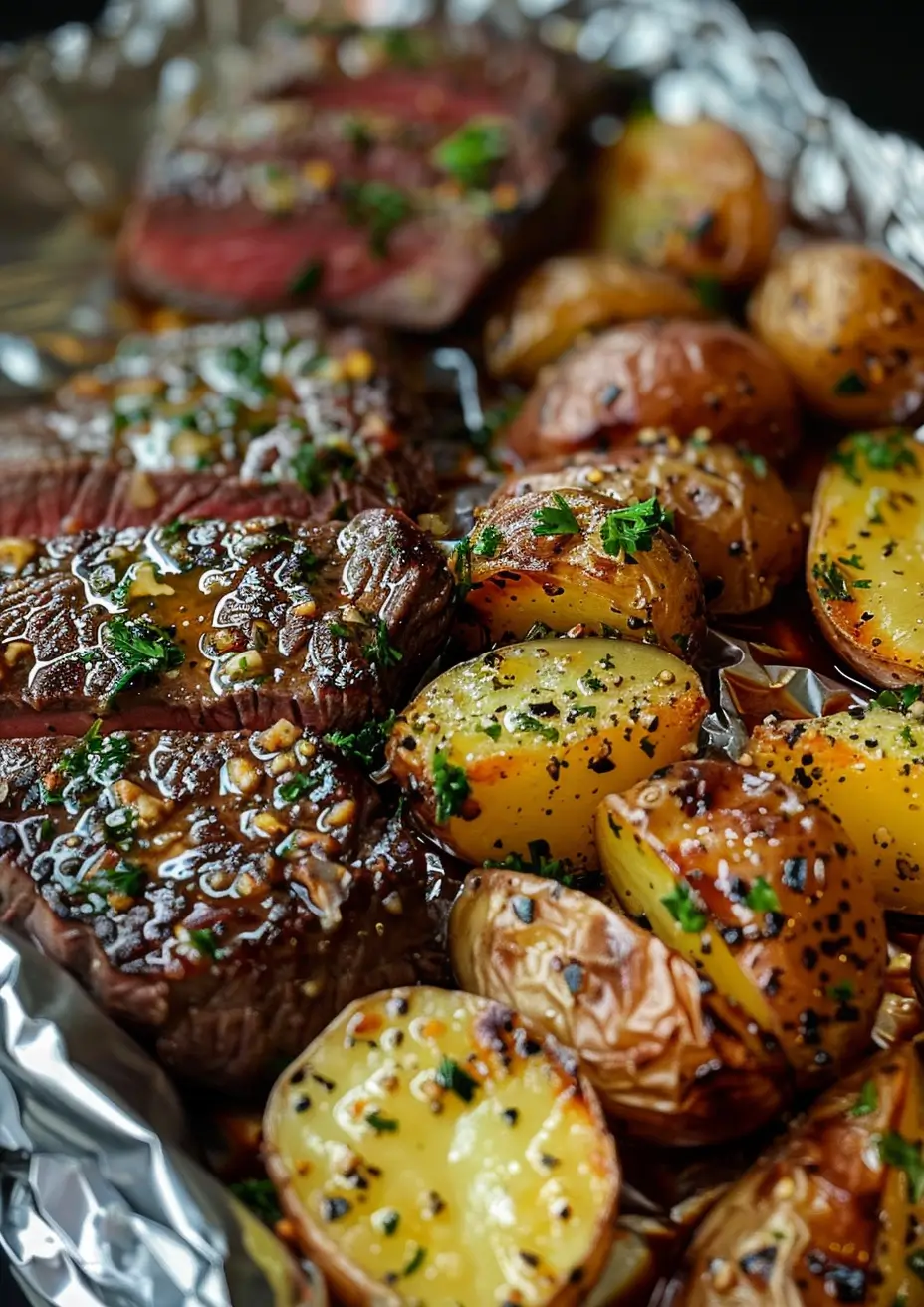 homemade Garlic Butter Steak and Potato Foil Packets