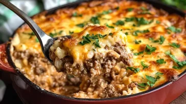 Cheesy Ground Beef and Rice Casserole