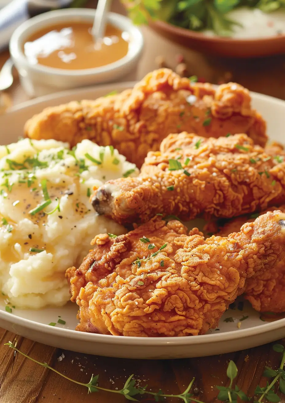 FRIED CHICKEN AND MASHED POTATOES