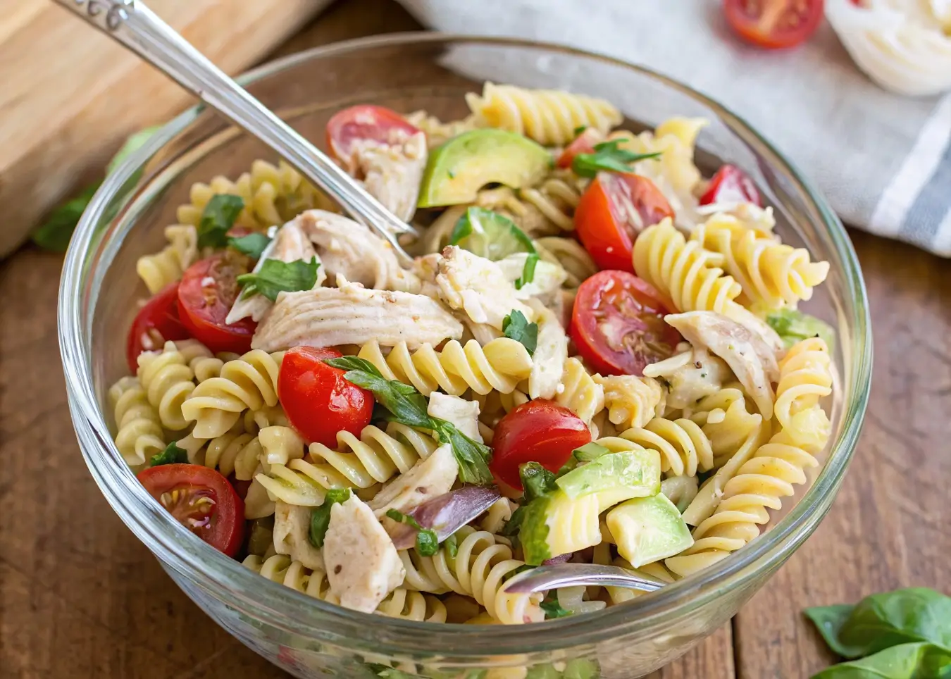 Avocado Chicken Pasta Salad