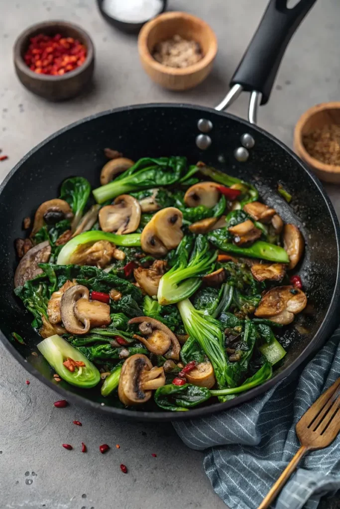 Mushroom and Bok Choy Stir-Fry