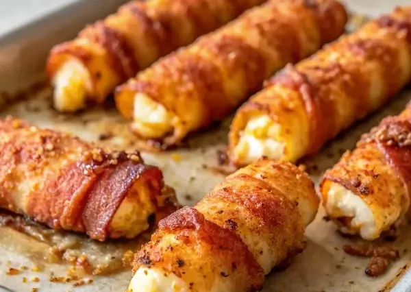 Nashville Hot Bacon Wrapped Mozzarella Sticks