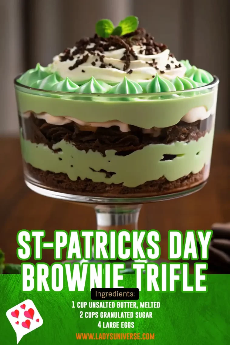 st-patricks day brownie trifle