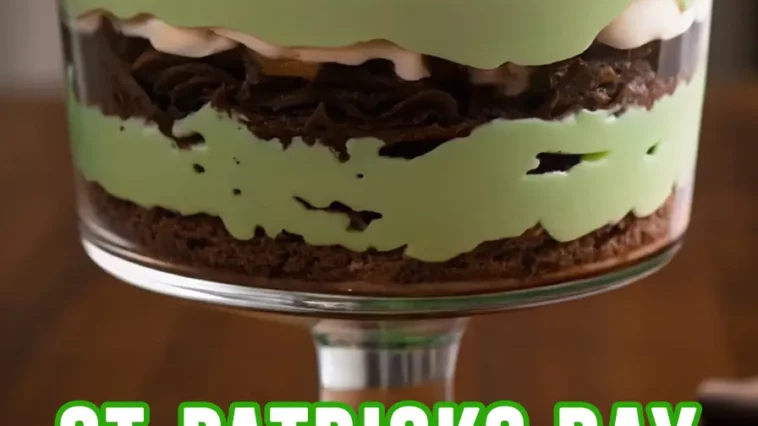 st-patricks day brownie trifle