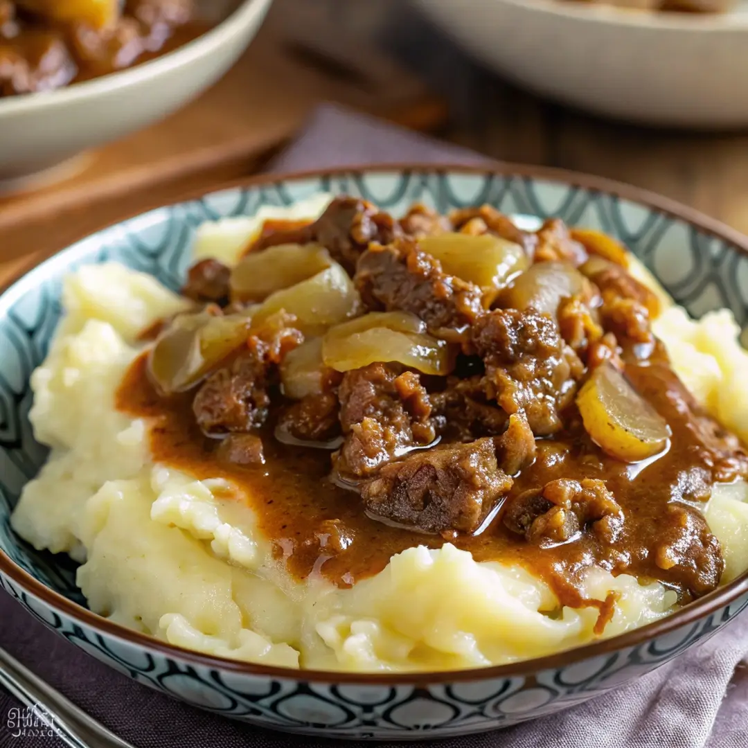 Ground Beef & Gravy over Mashed Potatoes