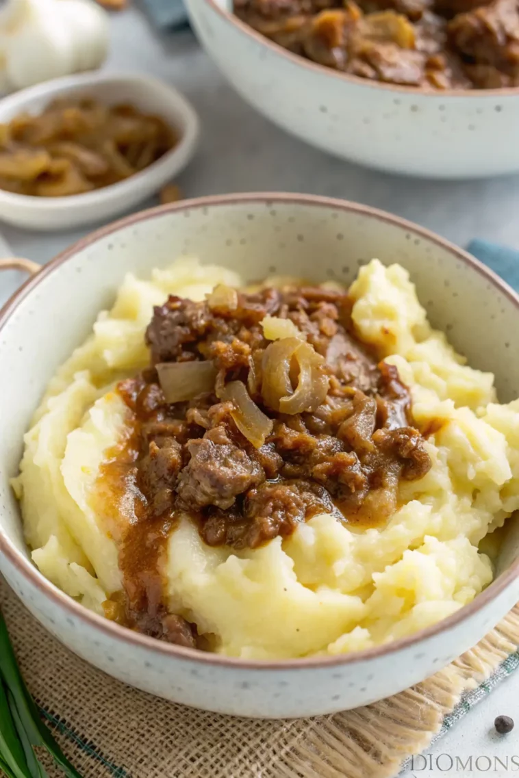 Ground Beef & Gravy over Mashed Potatoes