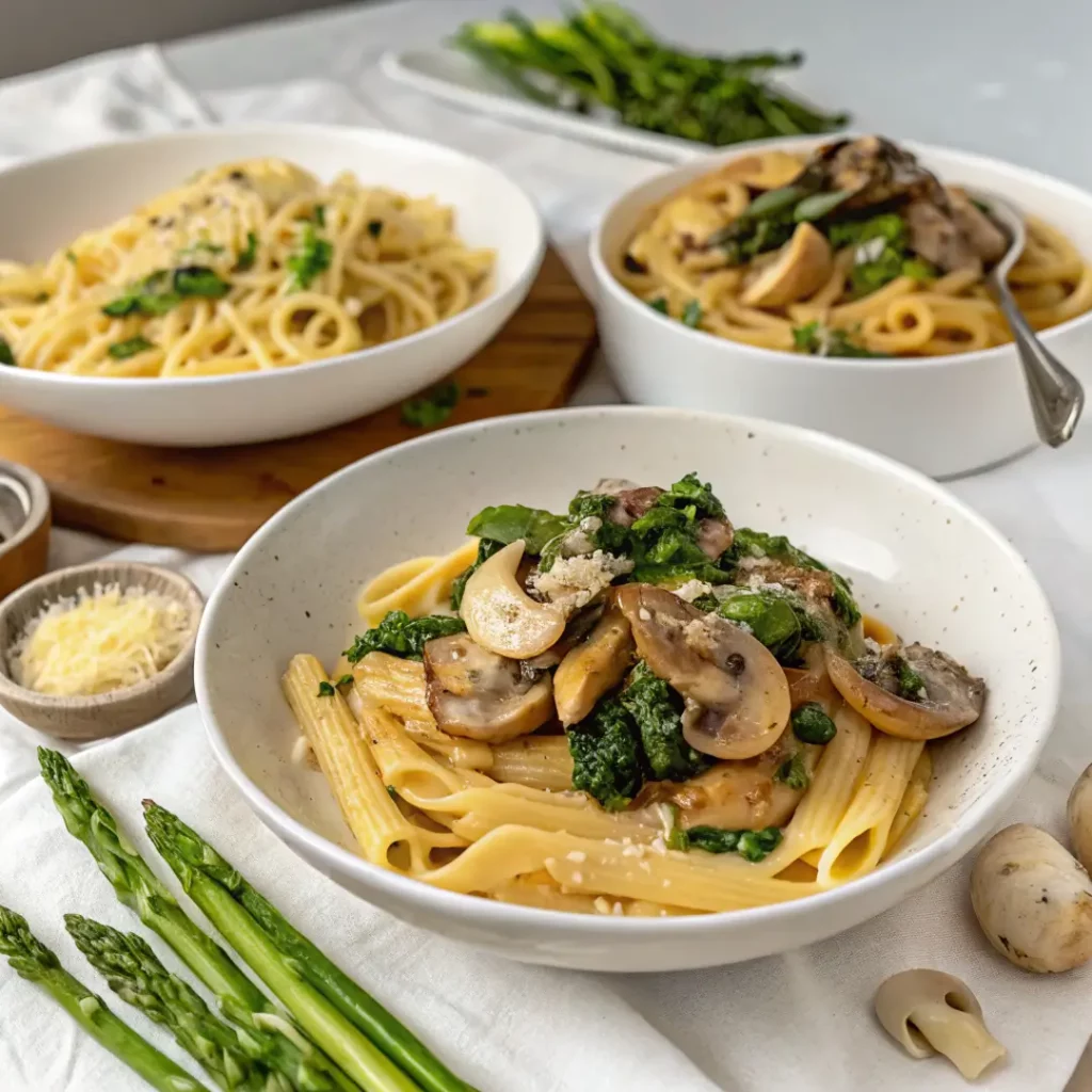Creamy Mushroom Asparagus Chicken Pasta