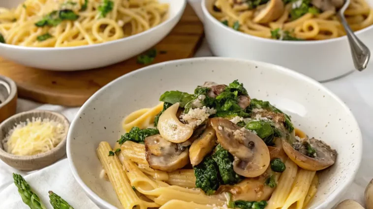 Creamy Mushroom Asparagus Chicken Pasta