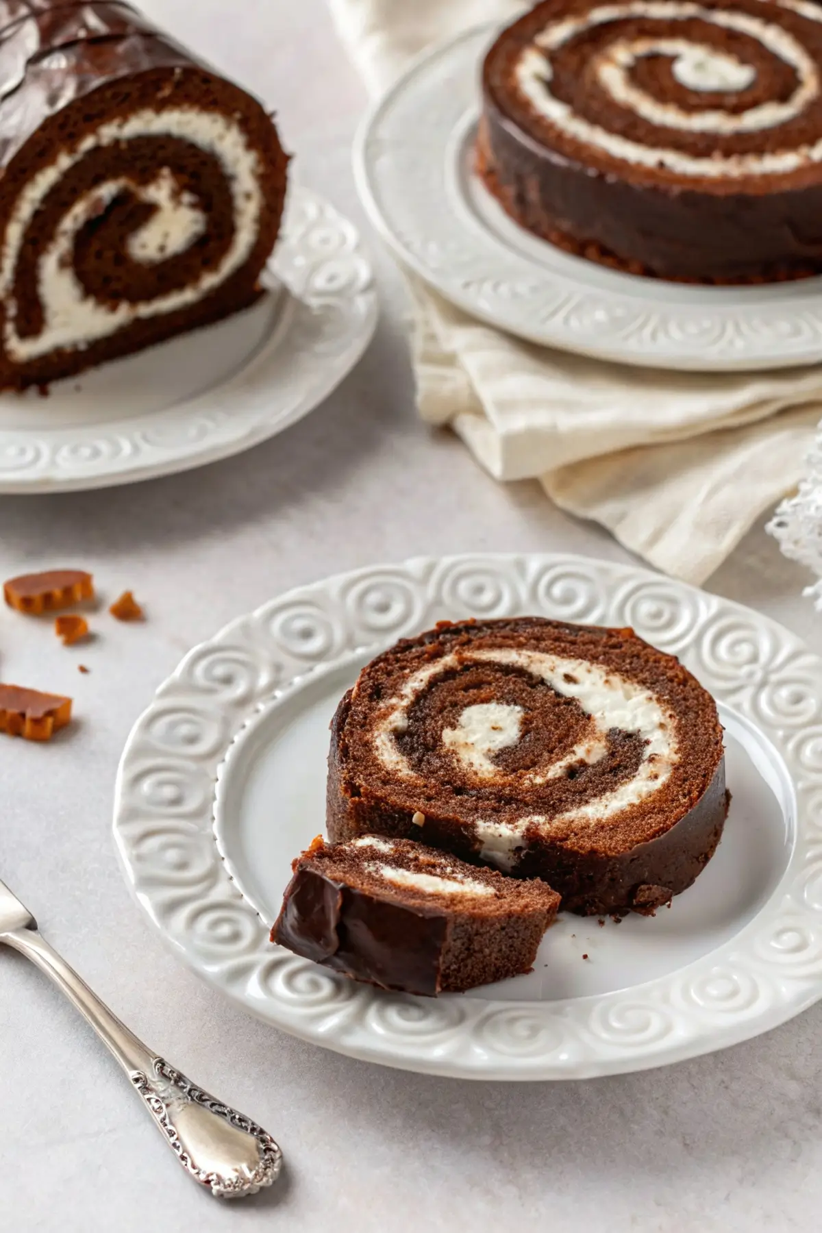 Swiss Chocolate Cherry Roll Cake 