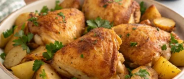 finished-chicken-thighs-with-potatoes-garnished-wi
