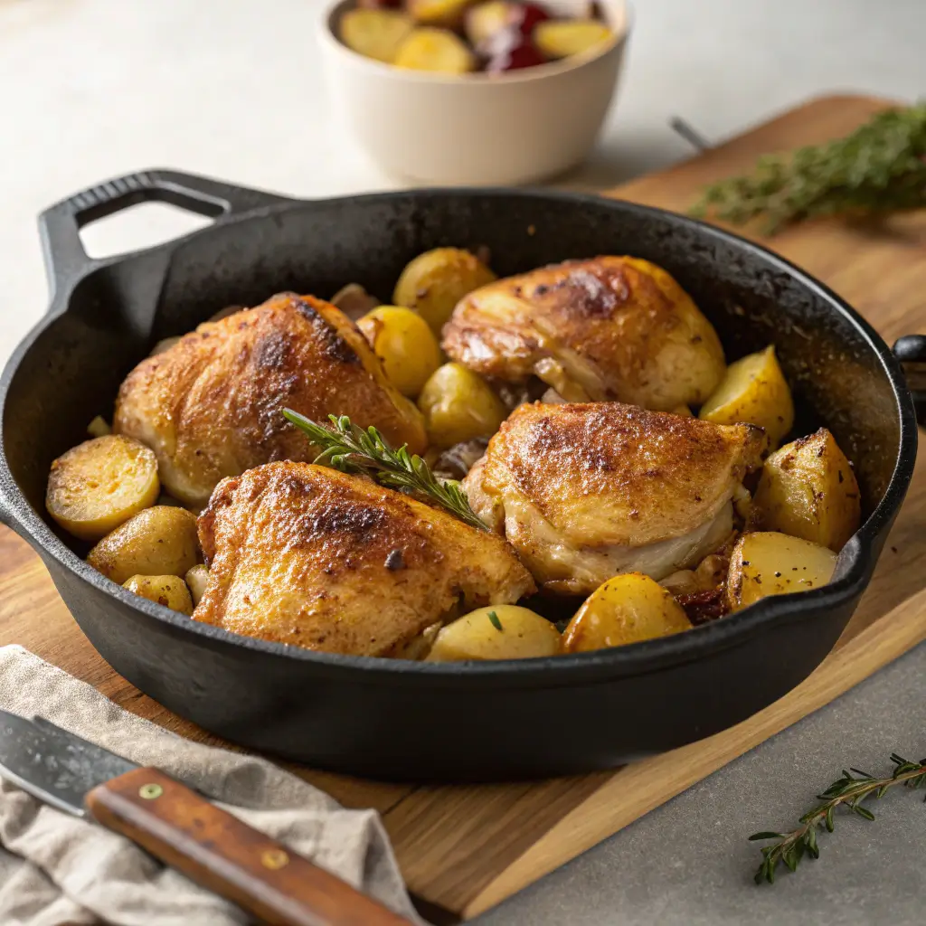 golden-chicken-thighs-with-potatoes-roasting-in-a-
