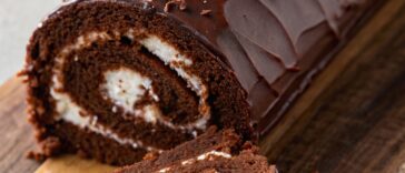 Swiss Chocolate Cherry Roll Cake