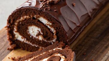 Swiss Chocolate Cherry Roll Cake