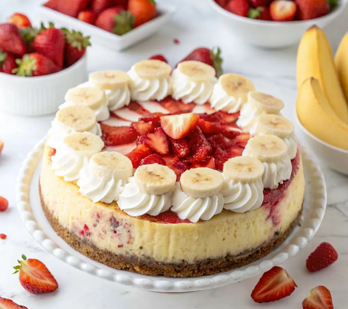 Strawberry Banana Pudding Cheesecake