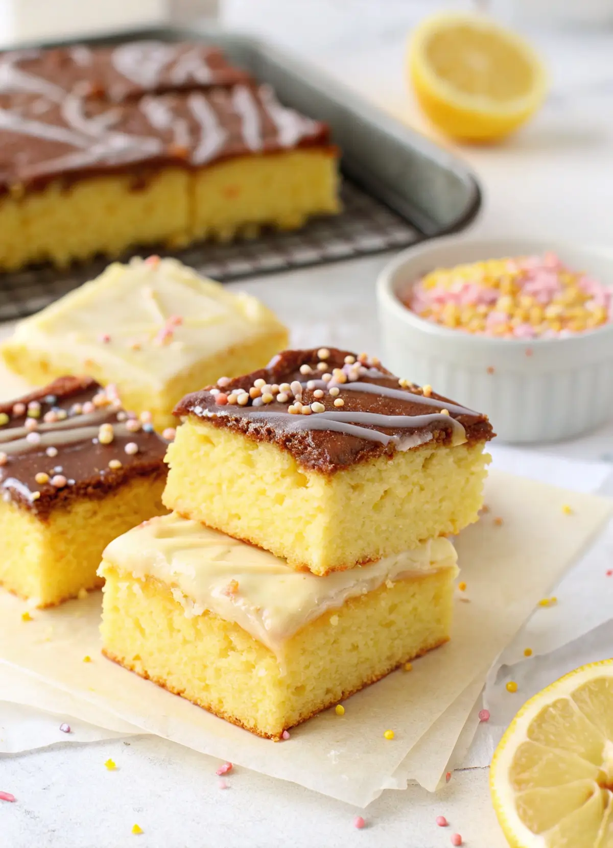Vanilla Cake with Chocolate Frosting