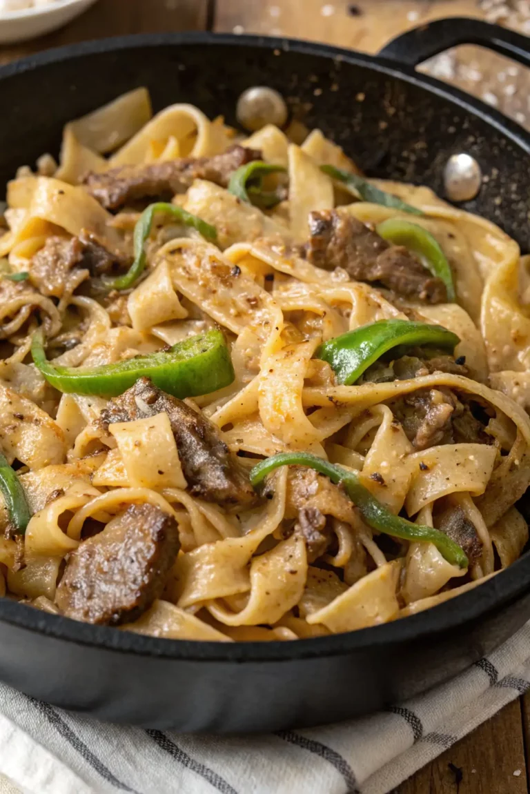 Cheesy, Beefy Bliss: Philly Cheesesteak Pasta That Hits the Spot
