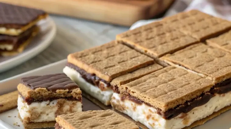 S'mores ice cream sandwich with homemade graham crackers