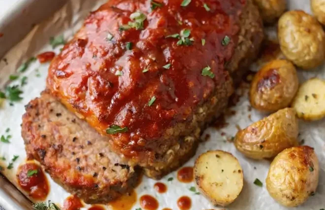 Oven Baked Meatloaf and Potatoes