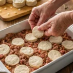 3-Ingredient Ground Beef and Biscuit Bake