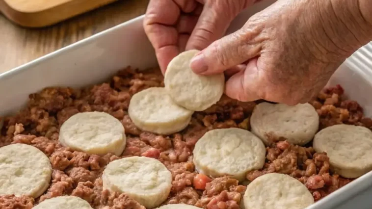 3-Ingredient Ground Beef and Biscuit Bake