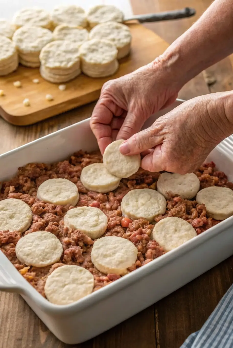 3-Ingredient Ground Beef and Biscuit Bake