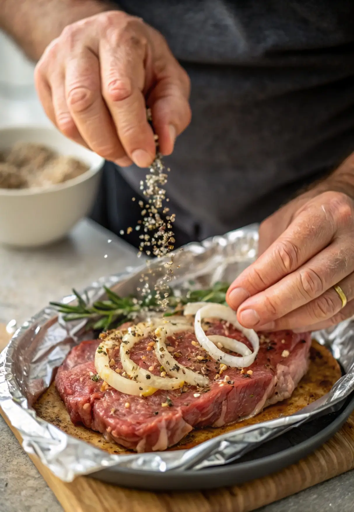 Oven Baked Beef & Onion Foil Packet
