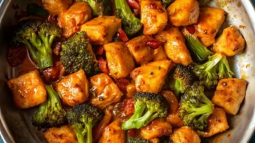 Harissa-Orange Chicken and Broccoli