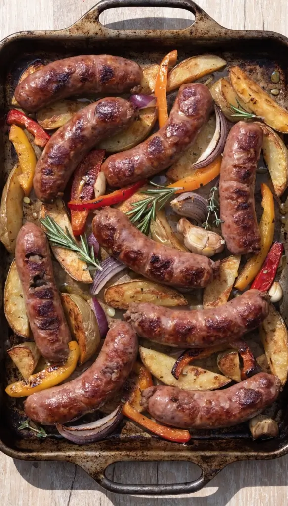 Sausages with Oven-Roasted Potatoes and Peppers