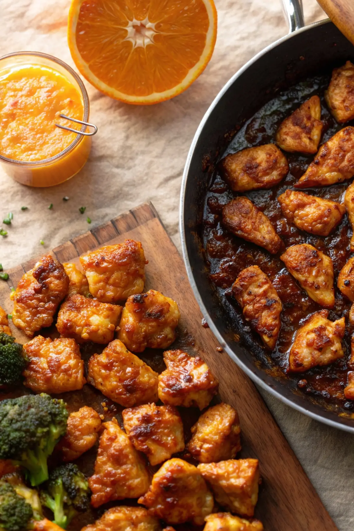 Harissa-Orange Chicken and Broccoli