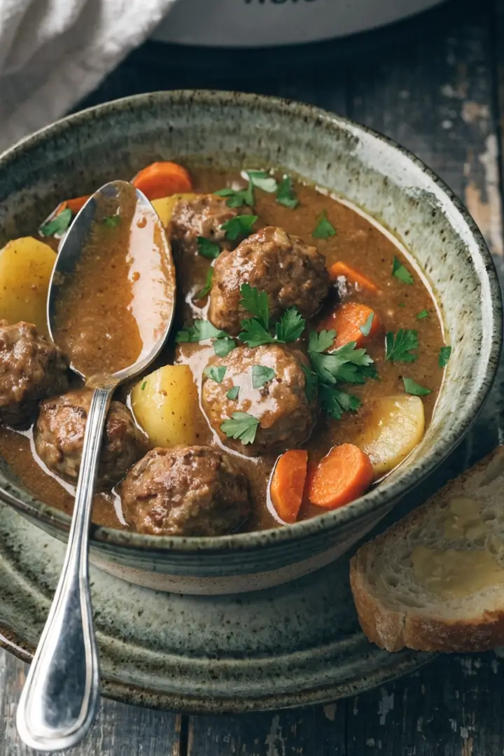 Slow Cooker Meatball and Potato Stew