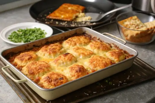 3-Ingredient Ground Beef and Biscuit Bake
