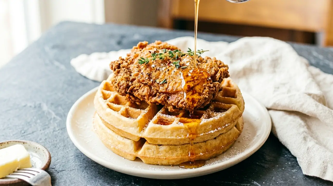 Crispy Hot Honey Chicken and Waffles