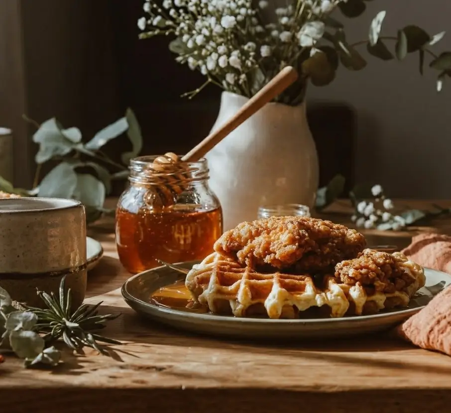 Crispy Hot Honey Chicken and Waffles