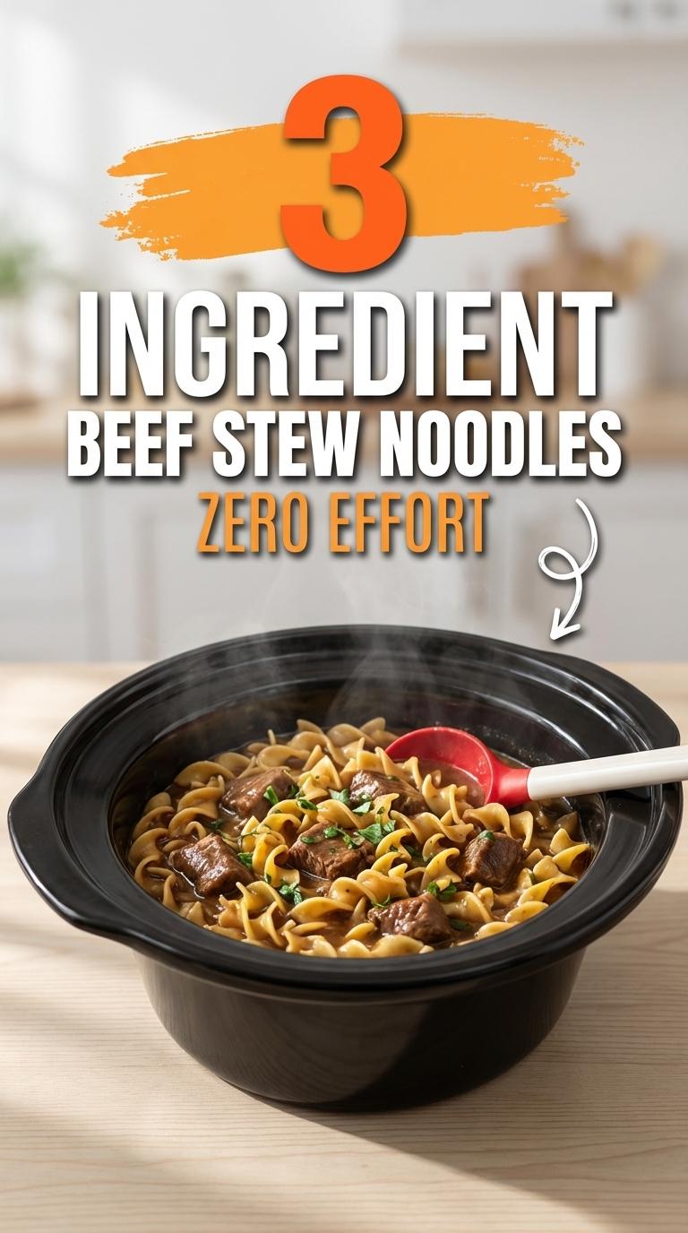 The Easiest Slow Cooker Beef Stew Noodles - Just 3 Ingredients and Zero Effort!