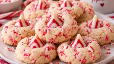 Candy Cane Kiss Cookies
